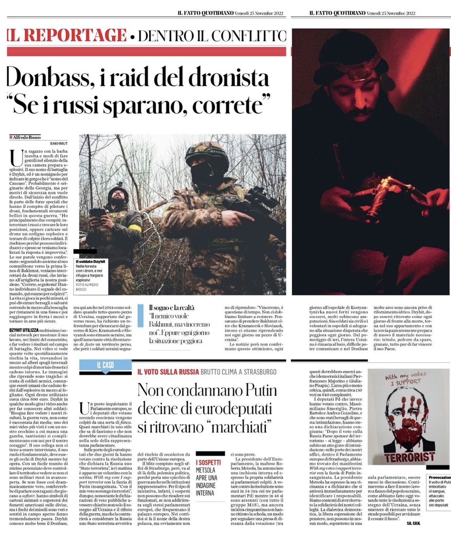 BoscoAlfredo's tweet photo. Oggi su @fattoquotidiano articolo e immagini dal #Donbass 
La storia di Dzyhit pilota di droni sul fronte di #Bakhmut. https://t.co/76OxeYcsVW