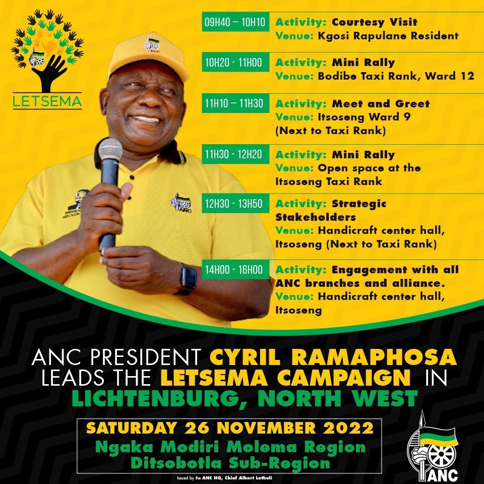 CRrenew22's tweet photo. Supporters of #Renew22, we invite you to join President Ramaphosa in Lichtenburg, North West, this weekend for the #Letsema campaign. #TogetherBuildingBetterCommunities https://t.co/HFwayypS57