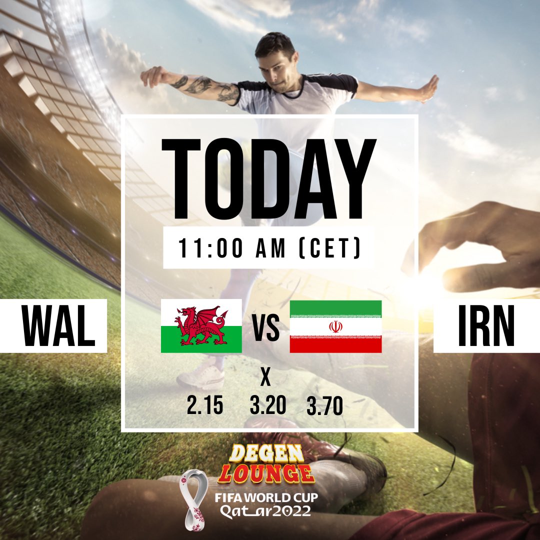 CairoFinance's tweet photo. #WM2022 

#wales x #iran 

What do you think? 

Bet every game on #degenlounge 

https://t.co/3yDRErmijT https://t.co/l1efYyDmJS