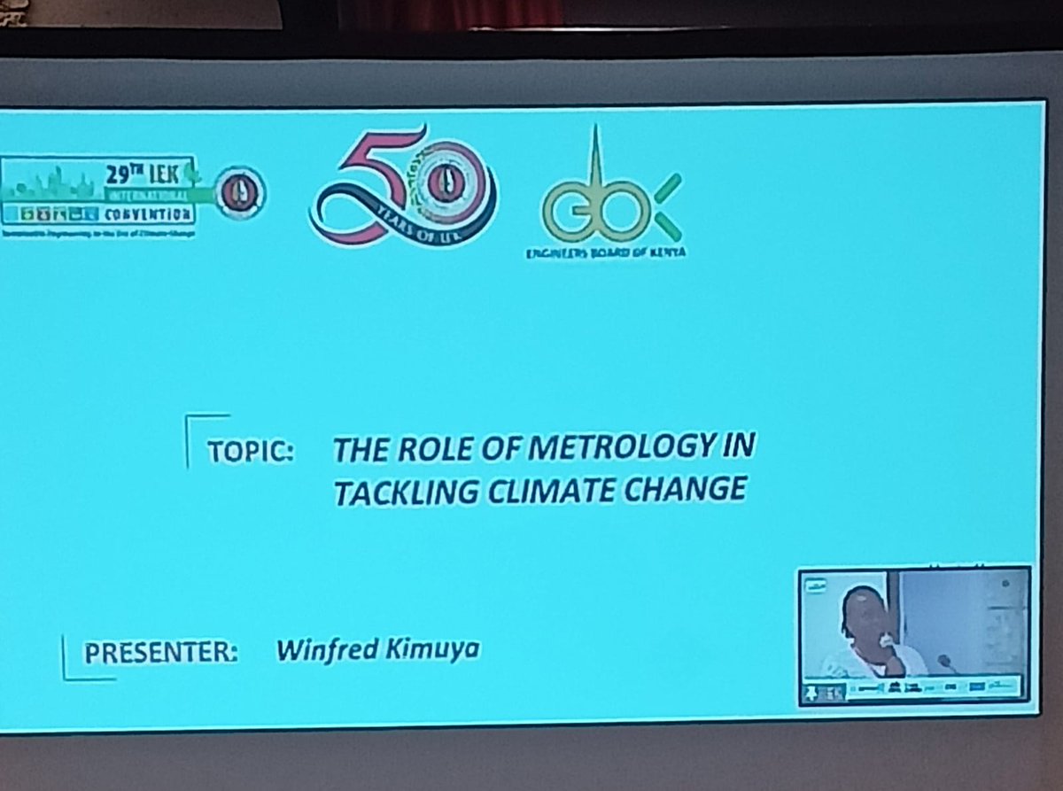 KEBS_ke's tweet photo. Winfred Kimuya, @KEBS_ke officer at the Metrology Department, presenting a paper, The Role of Metrology in Tackling Climate Change, at the 29th @TheIEK Engineers Convention. https://t.co/LbcrXz5YD3