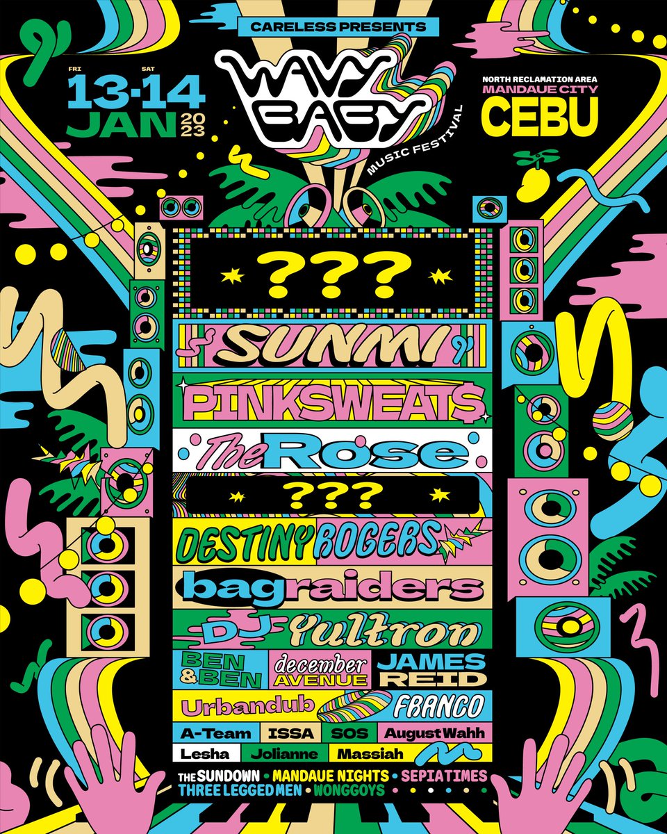 tellemjaye's tweet photo. Careless is proud to present the line-up for the Wavy Baby Music Festival. Sinulog, we comin’ for you!

We still have a few more surprises for you—so stay tuned! 

Limited special pre-sale tickets will be available to @mayaofficialph users tomorrow! 

#WavyBabyFestival 🌊👶 https://t.co/kDhkvZW9mZ
