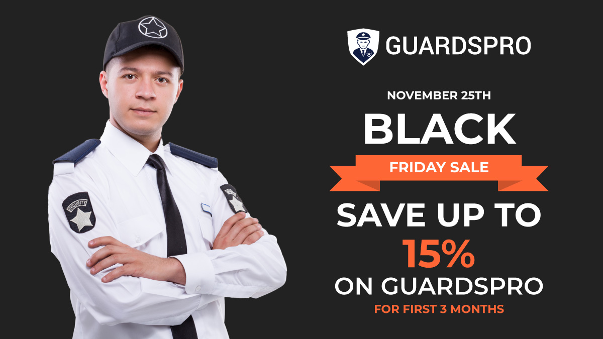 GuardsPro's tweet image. #GuardsPro Announces The Biggest #BlackFridaySale!

We're offering 15% off on GuardsPro #SecurityGuardManagementPlatform for 3 months for the very first time. Yeah, that's right.
Sign up for this limited offer right now: app.guardspro.com/register

#improvedguardspro #securityguard