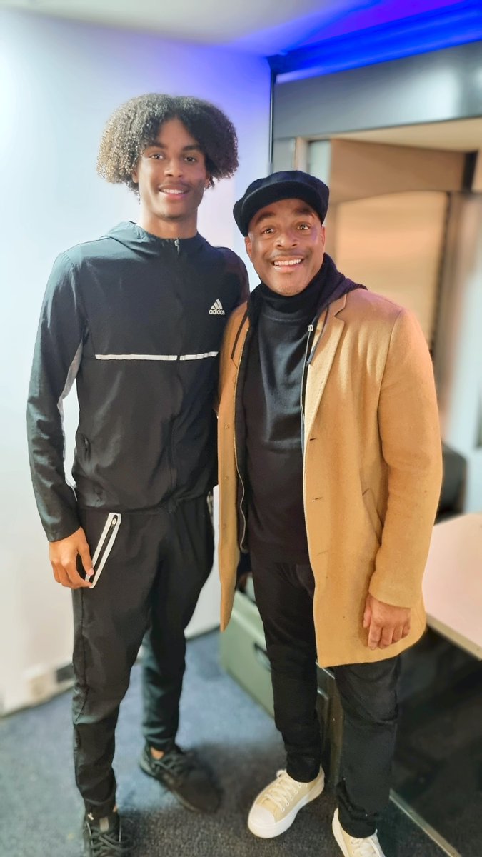 MarlGilb's tweet photo. A successful business trip. It was great meeting Harvey Blair. Remember the name!! Young talent at Liverpool FC - he was excited to meet Reggae Boyz legend Fitzroy Simpson 😊 #SportsBusiness #football #B2SGroup #BeALegend #FootballBusiness #London https://t.co/qbLqqJShja