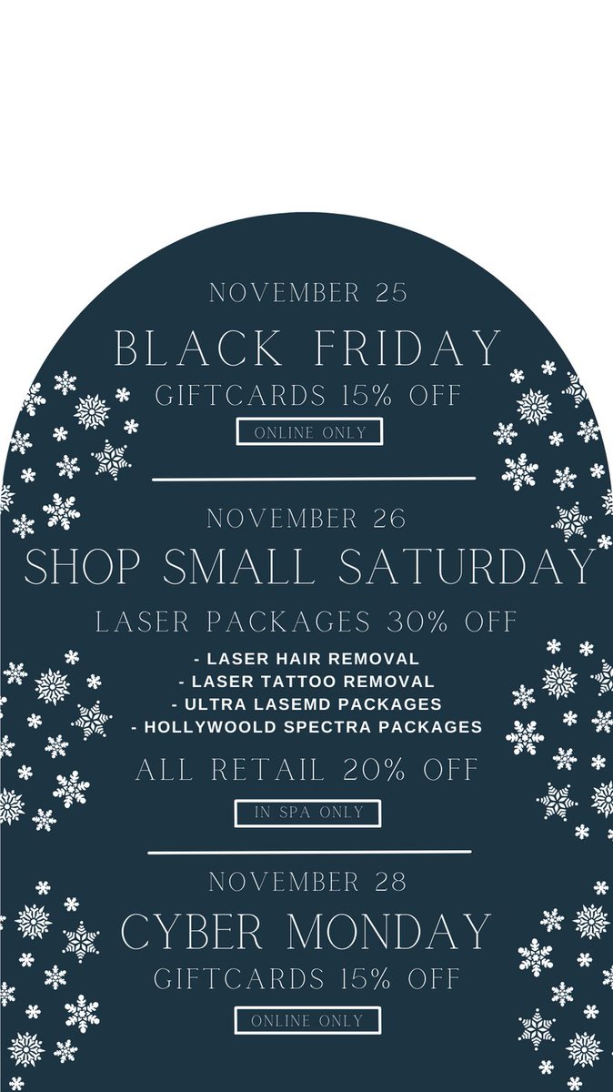 IndySkinRenew's tweet photo. Holiday Deals all weekend!

#BlackFridayDeals
#BlackFriday2022
#skinrenewdayspa https://t.co/eybBrsWPld