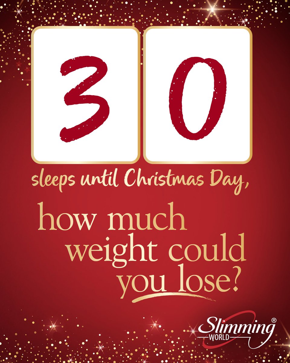 JenzD's tweet photo. 30 more sleeps until #ChristmasDay! How much could you lose in that time? My #SlimmingWorld group are here to help you navigate through the run up to #Christmas, we can do this together! ❤ https://t.co/45d0eVhyHW