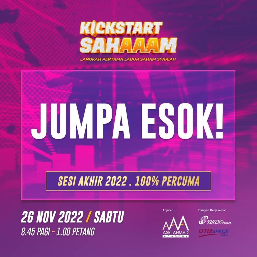 hjmohdasriahmad's tweet photo. Jumpa esok guys! 

Walaupun sesi ini percuma, masa saya amat bernilai. 

Sesi terakhir tahun 2022 ini adalah dengan kerjasama @BursaMalaysia.

Ingat saham, ingat AAA! 

Jom klik > https://t.co/kM9KzLotXZ

#MentorSaham 
#SahamIsCool https://t.co/kpkGEQFRRz