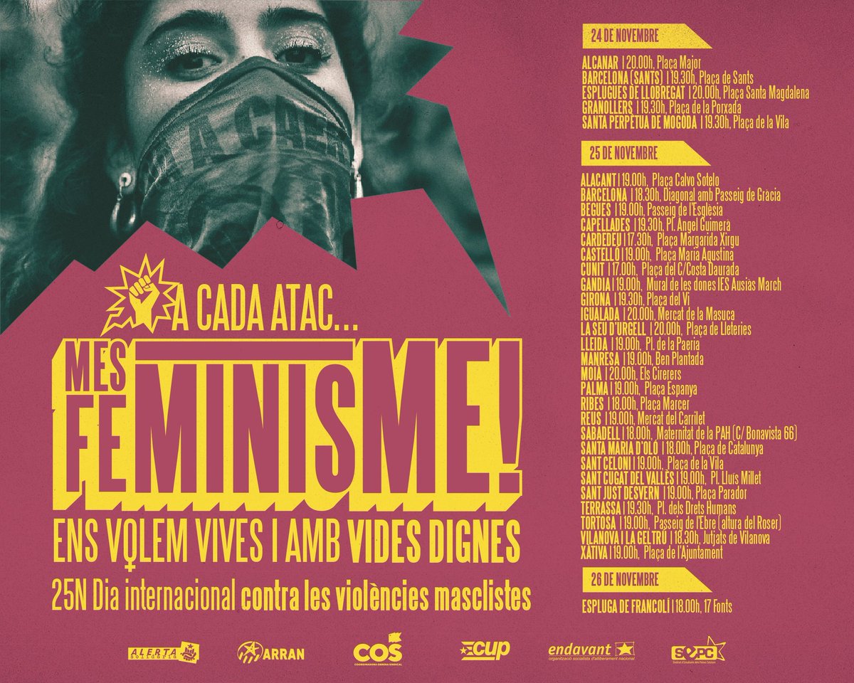 Arran_jovent's tweet photo. 💥 #25Novembre | Davant l'augment dels discursos reaccionaris i antifeministes: organitzem-nos, mobilitzem-nos! 

🔎 Convocatòries arreu dels Països Catalans! Busca la més propera a tu. https://t.co/JK3wJYJuE3