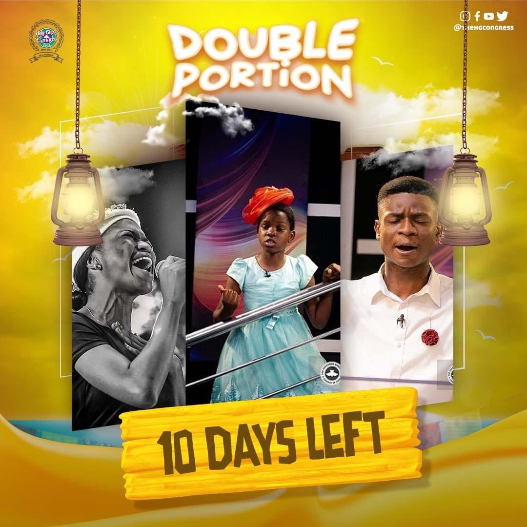 PastorEAAdeboye's tweet photo. It’s exactly 10 days to the largest gathering of Christians across the world.
The number 10 signifies “Double Grace”.
Receive Double Grace in the Name of Jesus.

#DoublePortion #HGC2022 https://t.co/zvv82vNOX0