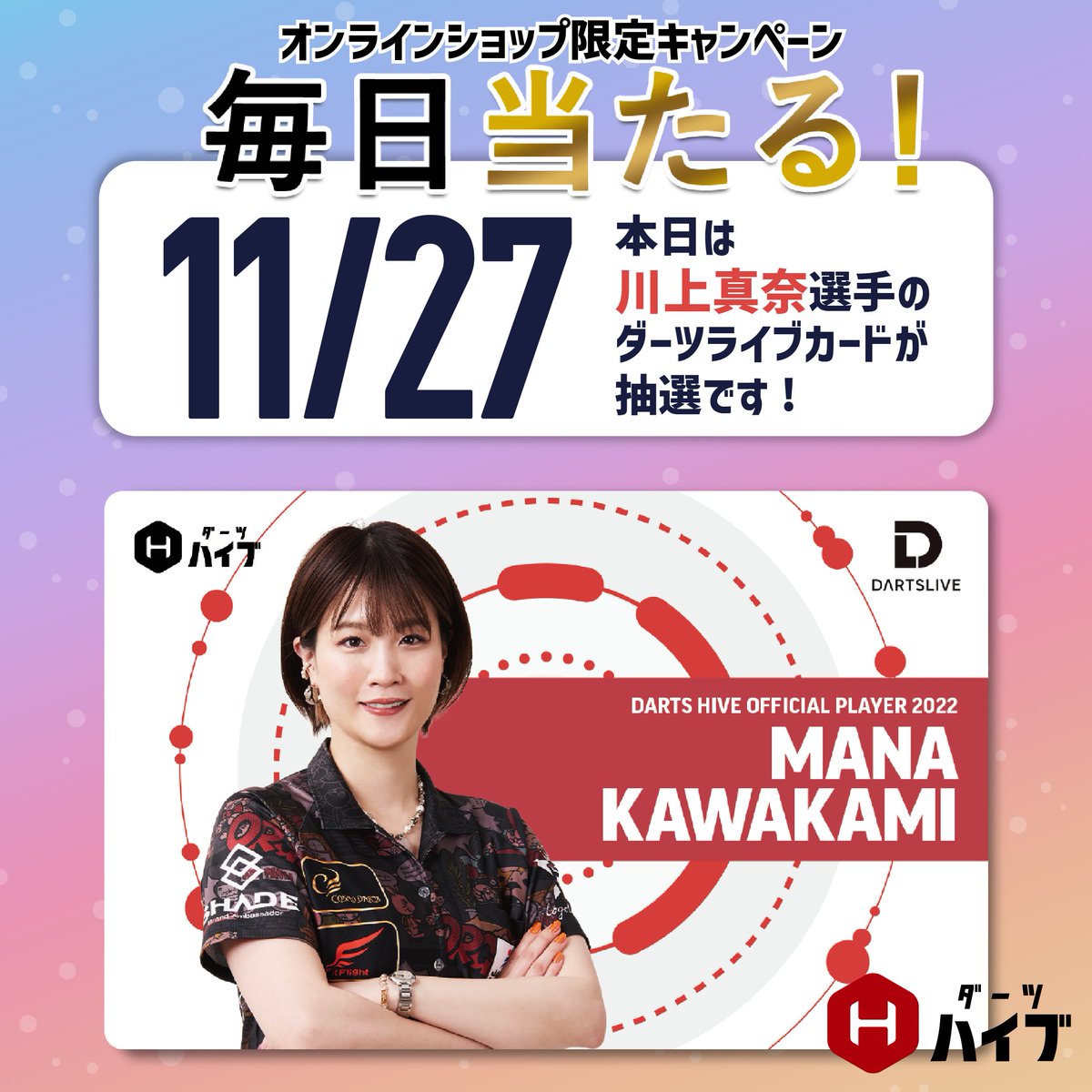 再×14入荷 ダーツ 川上真奈 選手 直筆サイン イラスト入り ダーツ