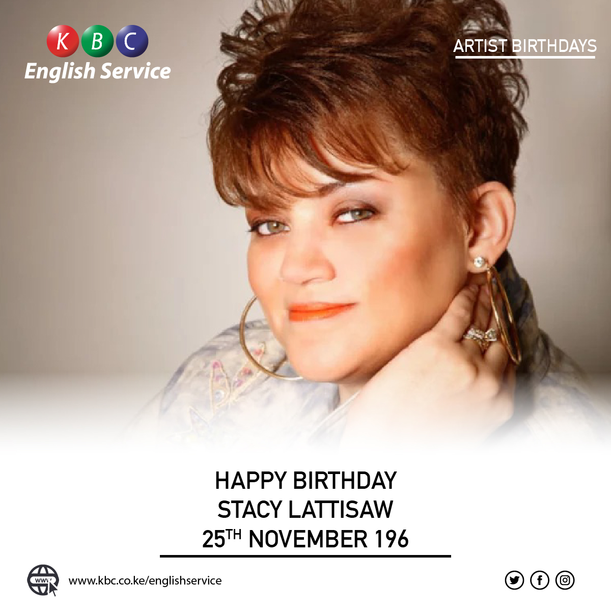 Happy Birthday: STACY LATTISAW
Born: 25th November 1966

^PMN  