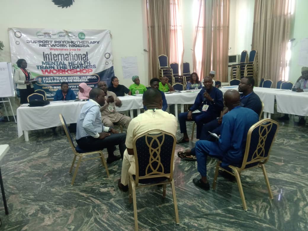 SeekGsp's tweet photo. Male and female Group Support Psychotherapy role play at the International Mental Health Train The Trainers Workshop in Nigeria.
#GSPtraining
#GSPinternational
#GSPUGANDA
#GSPCAMEROON
#mentalhealthug
@Makerere
@MinofHealthUG
@MQmentalhealth
@USAID
@UNAIDS https://t.co/ol5puKtUpS