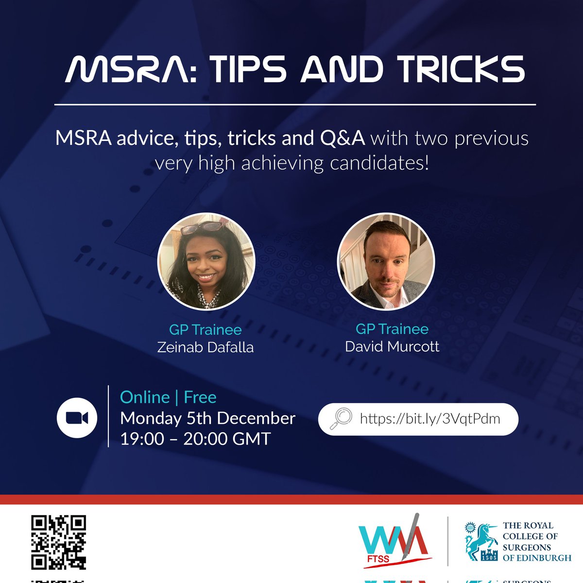 FtssWm's tweet photo. CST applicants this year come to our free online MSRA webinar and q&amp;a. On Monday 5th December at 19:00. Sign up on Eventbrite for event link !! 

https://t.co/Kwhvz9ADFR 

#MedTwitter #ukmedtwitter #cst #msra https://t.co/3PIl7ebzl6