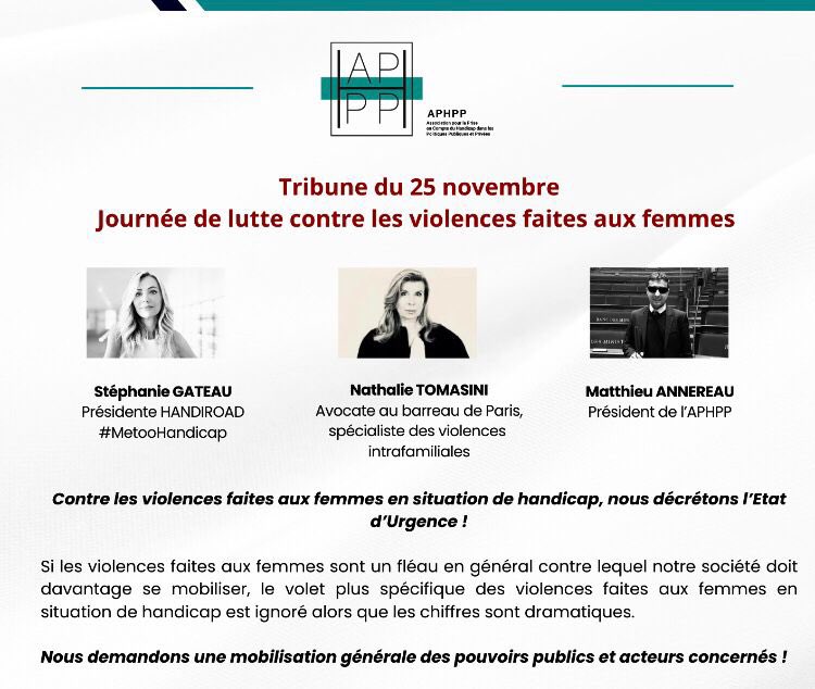 AssoAPHPP's tweet photo. 80% des femmes en situation de #handicap subissent des violences, 90% des femmes autistes victimes de violences sexuelles dont 47% avant 14 ans.
En ce #25novembre nous décrétons l’Etat d’Urgence.
Retrouvez notre tribune
https://t.co/Dou3dh0bMe https://t.co/UX8B25g09u