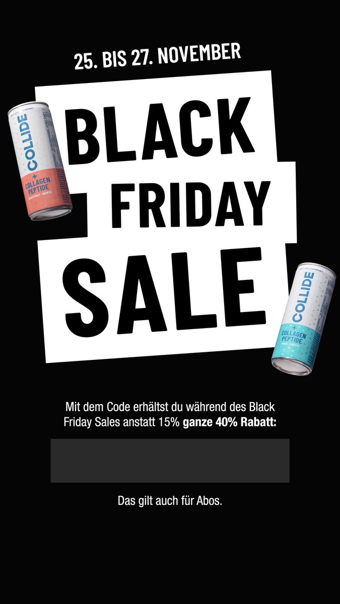 #BlackFriday 

Wir haben natürlich auch etwas für euch an Black Friday! ❤️

Bei unseren ganzen Partnern findet ihr Codes womit ihr 40% Rabatt auf eure Bestellung bekommt! 

⏬️Also schaut bei ihnen vorbei⏬️
@angrytitans <a href="/seee_ya/">SeeYa!</a> <a href="/TTC_eSport/">TouchTheCrown</a> <a href="/vuptrox/">Vuptrox</a> 

#COLLIDE