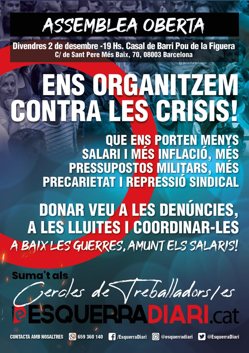 Divendres  2 presentem els #CerclesdeTreballadores de <a href="/EsquerraDiari/">EsquerraDiari.cat</a> per coordinar sectors, organizar-nos contra l'#inflació, la #precarietat i la #represiosindical i per posar un diari militant al servei de les lluites i processos d'organització de l'classe obrera. Animeu-vos!