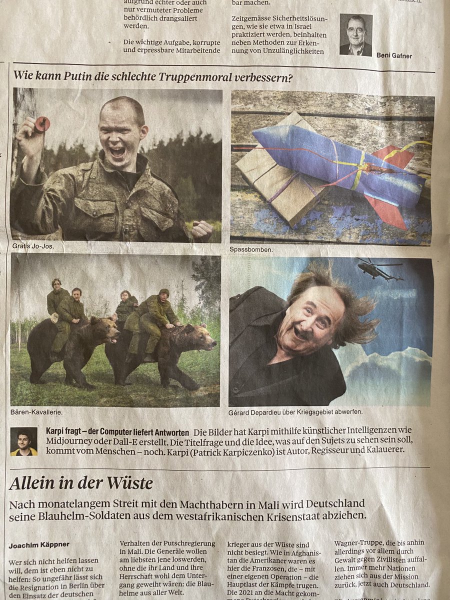 AndresBuechi's tweet photo. Peinlich und pietätlos: Der TA - sonst anstrengend woke und in vielen Texten lieber empathisch als informativ - findet solche Kriegs“witzchen“ offenbar lustig… https://t.co/4joK4L39ZA