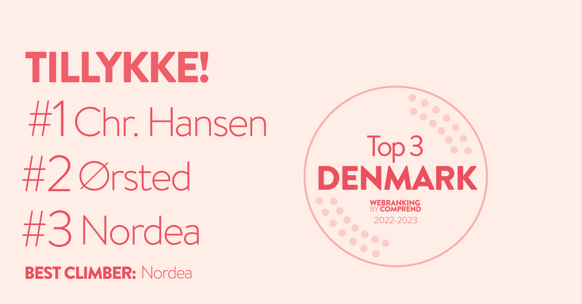 ComprendAgency's tweet image. Congratulations to this year's Danish top performer in Webranking by Comprend, @Chr_Hansen, @Orsted and @Nordea. Well done! 

See the full results: tinyurl.com/yumeemwz

#webrankingbycomprend