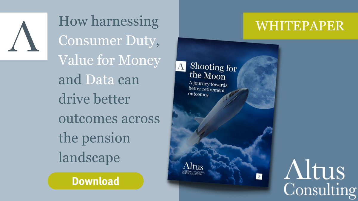 AltusCons's tweet image. Download the whitepaper ⬇️ loom.ly/rrDX6VY

Discover the latest insights on the practical implementation of #ConsumerDuty and #ValueForMoney, and the importance of #DataManagement for the #Pensions industry.