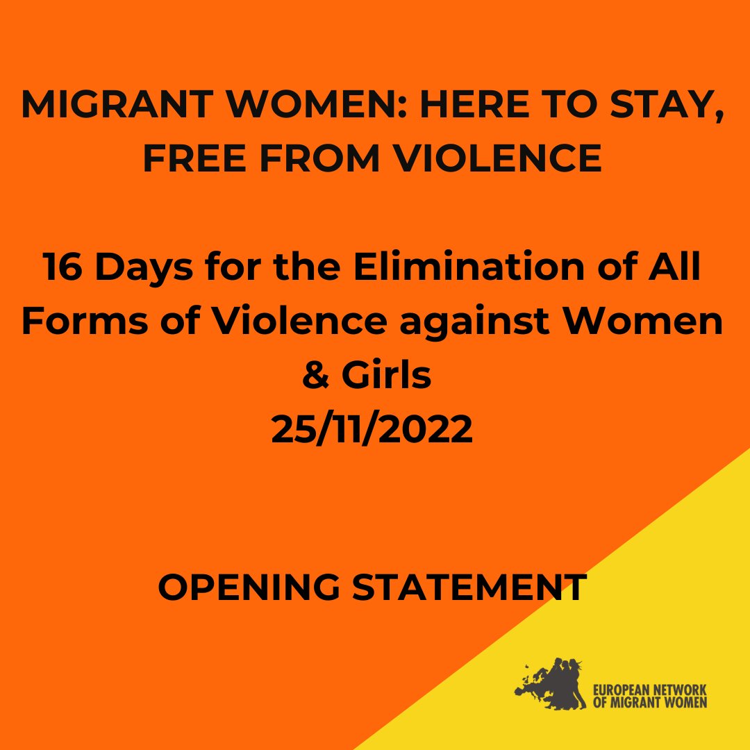 #16DaysofActivism This 25/11/2022, ENoMW demands that migrant women’s human rights are duly respected and protected. All over the world, women's organisations &amp; survivors of violence unite to demand a life of freedom, dignity and rights. We join them, proudly 🧵↩️