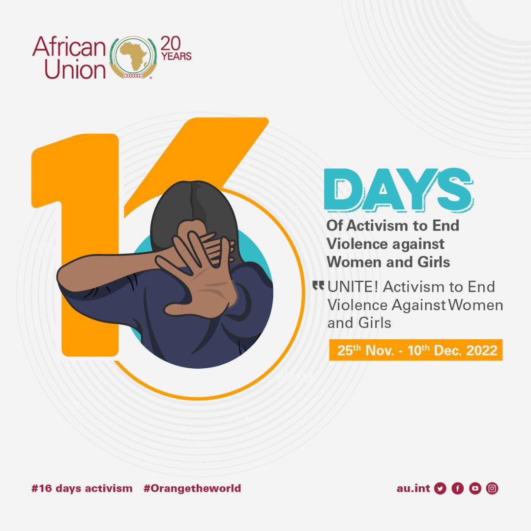 AU_WGYD's tweet photo. If you see something that violates the safety and wellbeing of women and girls then you have to say something! 

These #16Days provide us the opportunity to unite our voices and efforts to end #VAWG.

#OrangeTheWorld
#OrangeAfrica https://t.co/7QLCYBEPCB