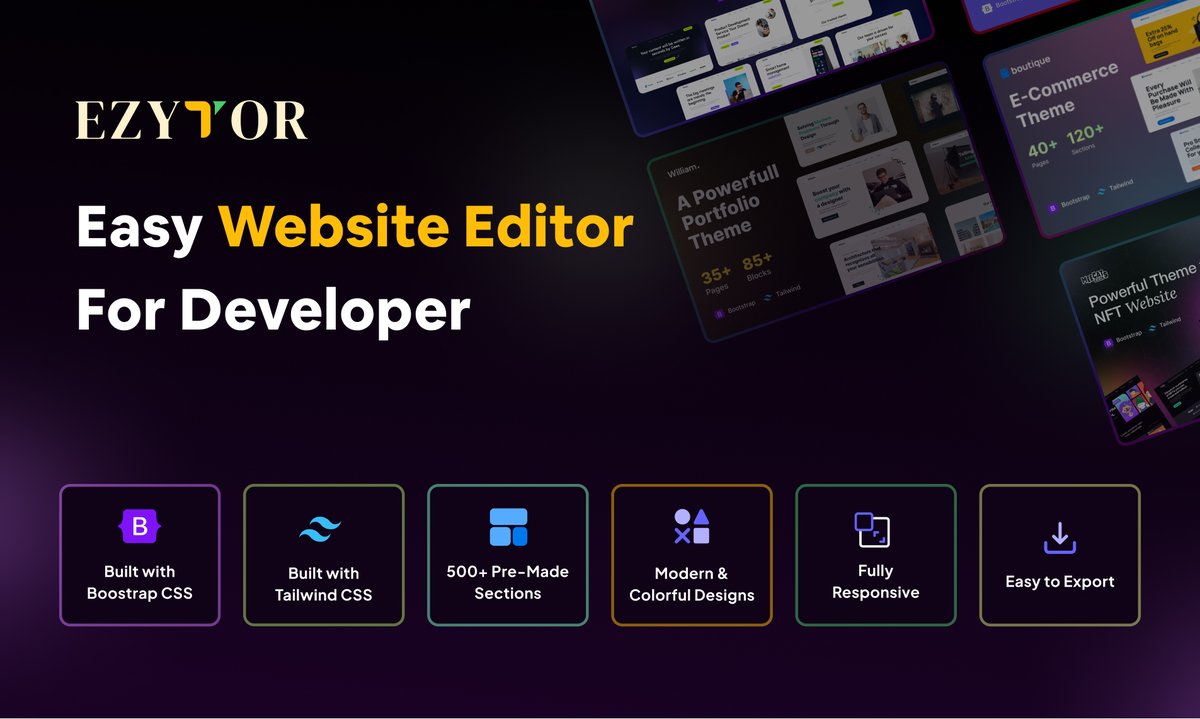 Hello Everyone!
Ezytor ( Easy Website Editor for Developer ) is Live on Product Hunt!

Support and leave your feedback on PH.

producthunt.com/posts/ezytor
#launch #product #producthunt #builder #nocode #websiteeditor #developer #tool
