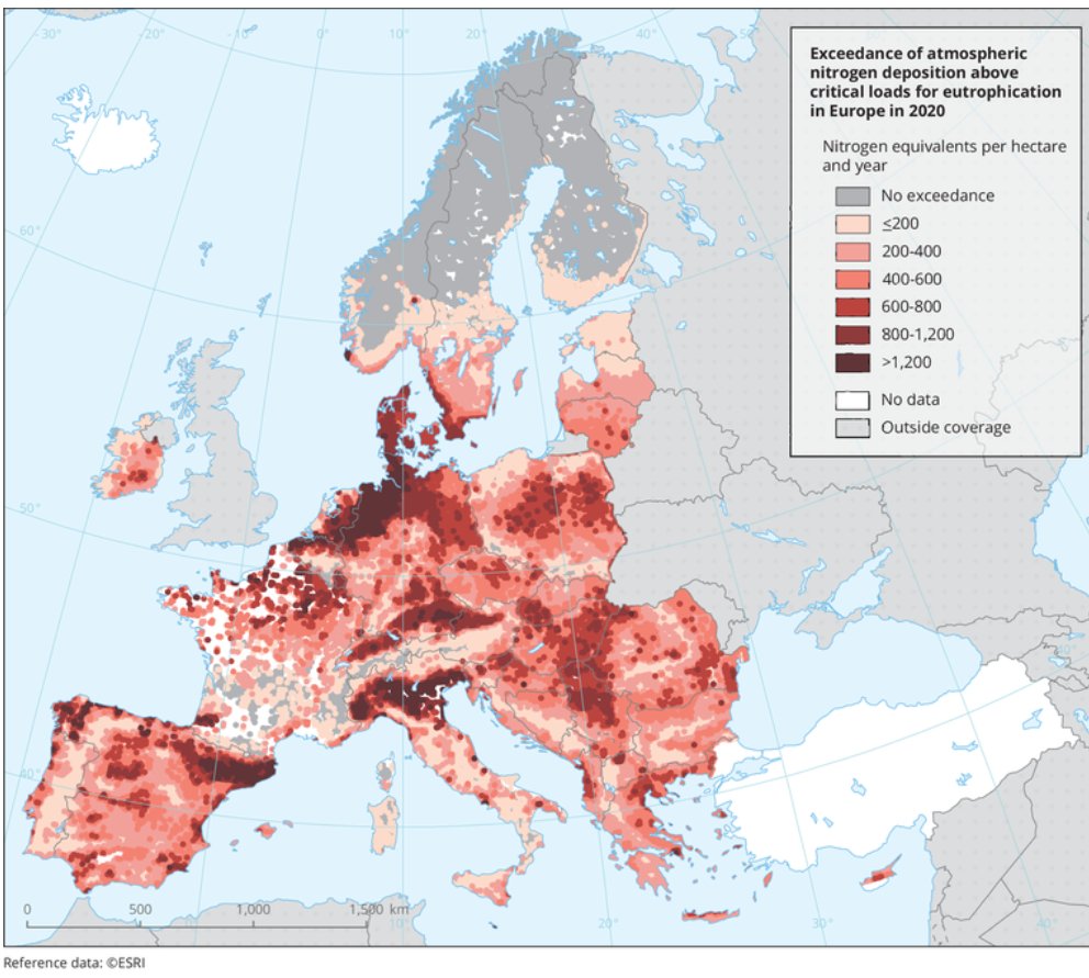 BM_Visser's tweet photo. Nederland is niet het enige land/regio in Europa waar teveel stikstofdepositie is. Hoe pakken de andere EU-landen dit aan?
Bron: European Environmental Agency https://t.co/XiwNbIJ6En