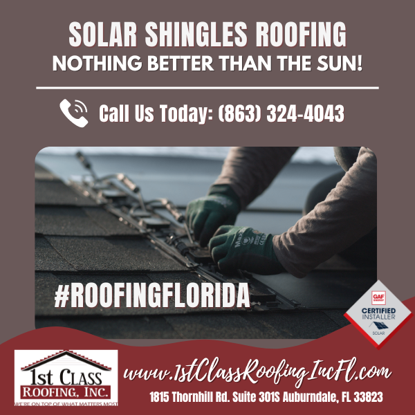 1stClassRoofInc's tweet photo. With solar shingle roofing, you get all the benefits of solar power without sacrificing the look of your roof. Solar shingles are installed just like regular asphalt shingles, so they blend in seamlessly with your roof.

#RoofingFlorida #SolarShingles

https://t.co/o6AKSg1Bta https://t.co/3DdxTph66C