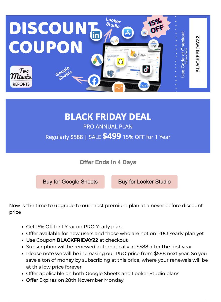 Its the Black Friday Deal going on Two Minute Reports!

Get never before pricing on "Two Minute Reports" just for next 3 days! Grab the deal!

Get started here to redeem the coupon : bit.ly/3EZJzhS