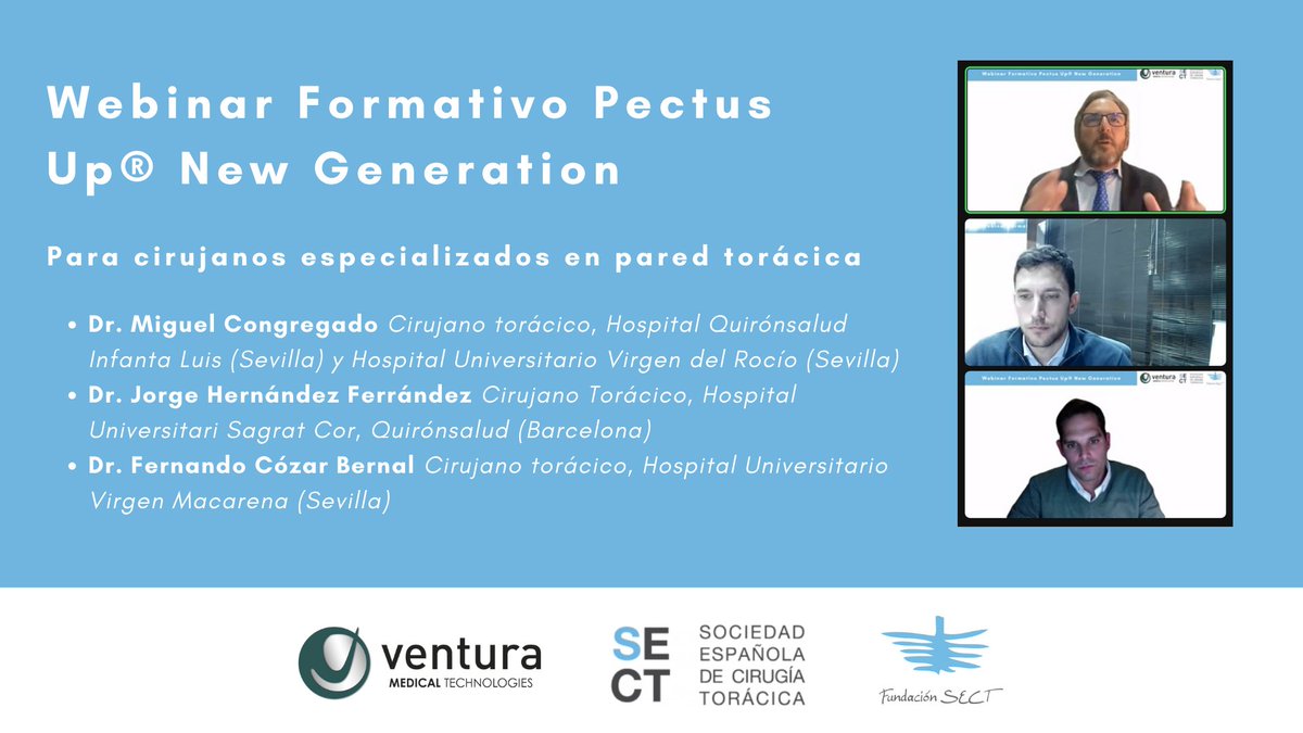 Más de 180 profesionales participaron en el Webinar #PectusUp New Generation el pasado 23/11, en la que reconocidos #cirujanos torácicos presentaron los puntos clave de la cirugía y las ventajas tanto para el paciente como para el cirujano.
<a href="/SECTtoracica/">SECT</a>

pectusup.com/primer-webinar…