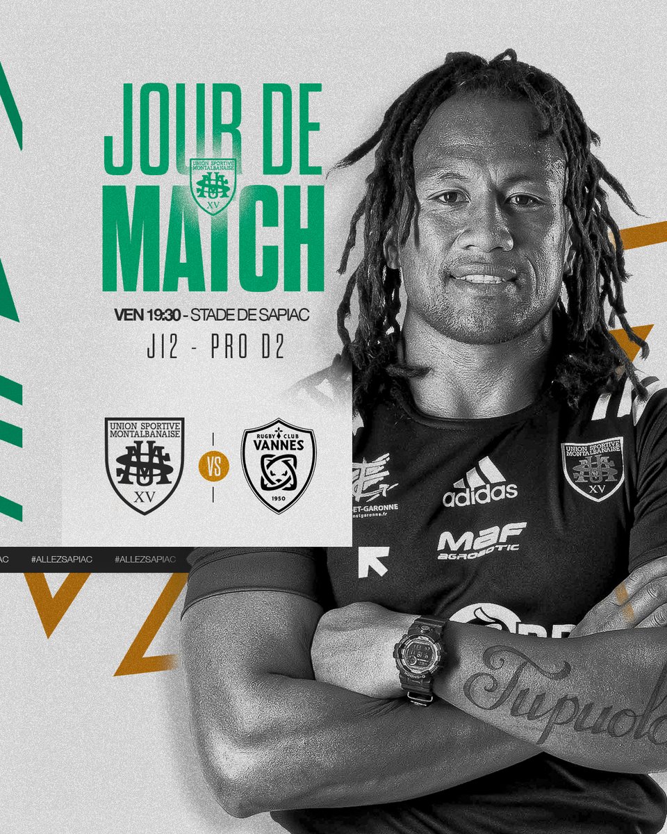 UsmSapiacRugby's tweet photo. ๐๐ข๐จ๐ฅ ๐๐ ๐ ๐๐ง๐๐๐ฅ
Nos joueurs reรงoivent @RugbyClubVannes au Stade de Sapiac pour le compte de la 12รจme journรฉe de @rugbyprod2 !
๐Stade de Sapiac
โ๏ธ19H30
๐บ Rugby +
#JourDeMatch #USMRCV #AllezSapiac #ProD2 https://t.co/srHoQ9YIVc