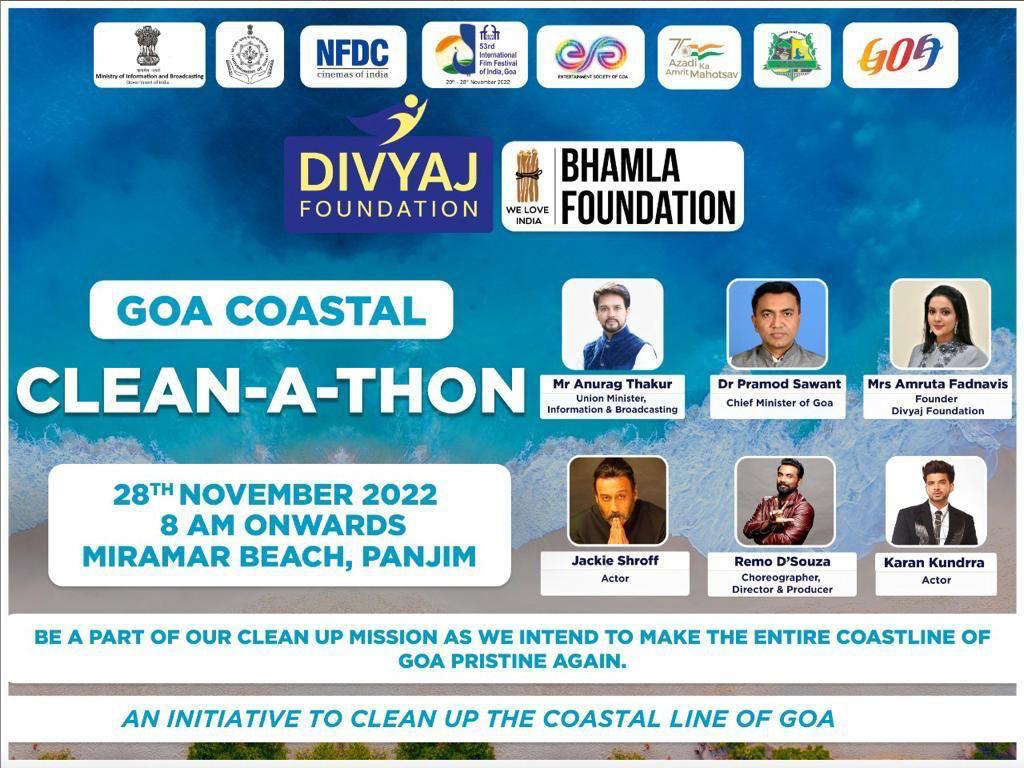 RealityCritics's tweet photo. Actor #KaranKundrra to join for the #CleanAthon at Miramar beach, Panaji, Goa on Monday 28th November 2022 from 7.30 AM onwards - an initiative by Mrs Amruta Fadnavis, #divyajfoundation, in association with #bhamlafoundation.

@remodsouza https://t.co/gK123D89YR