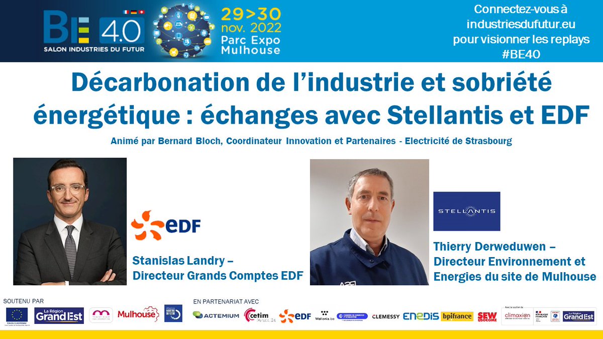 EDF_GrandEst's tweet photo. Comment @StellantisFR économise son #énergie et réduit ses émissions de CO2 ? Comment @EDFofficiel et ses filiales l'appuie ?🍃⚡️

👉Inscrivez-vous à cet échange entre Stanislas Landry et Thierry Derweduwen : https://t.co/s16VTaqcEu
📍Salon @IndustriesFutur le 29/11 à 11h30 https://t.co/g4oYWi08N1