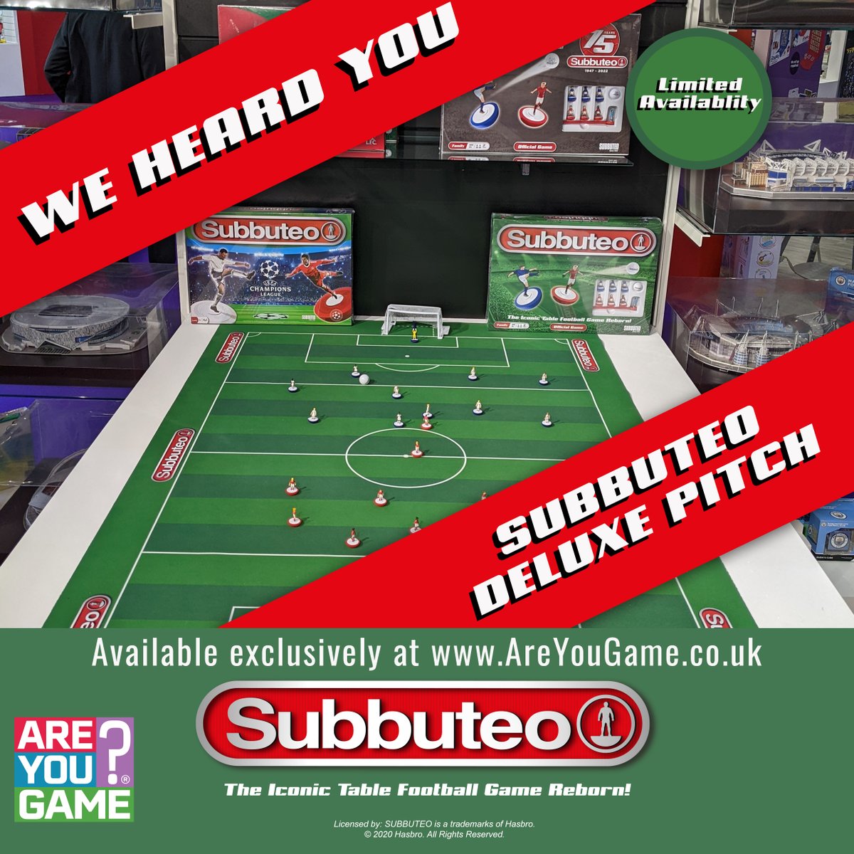 SubbuteoOficial's tweet photo. Subbuteo fans, we heard you! The Subbuteo Deluxe Pitch is now available in the UK from https://t.co/jR4JDD99rE for just £45! Limited availability so don’t miss out!
To shop follow https://t.co/ZvG8loSrZN #subbuteo #subbuteopitch https://t.co/at9t4Y8wHt