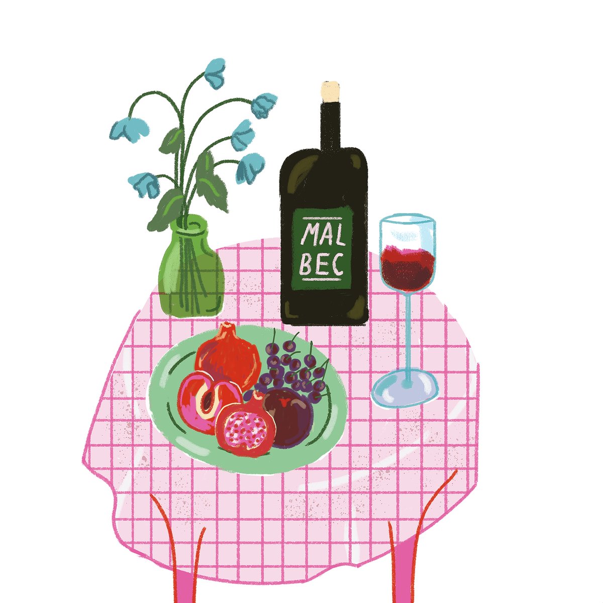Argentinian Malbec has taken the wine world hostage with its reliable fruity flavours, easy-going tannins, and it’s undeniable ability to pair with grilled red meats, burgers, and all other beefy, umami-rich, fuss-free date night menu items.

🎨: Noemi Fabra