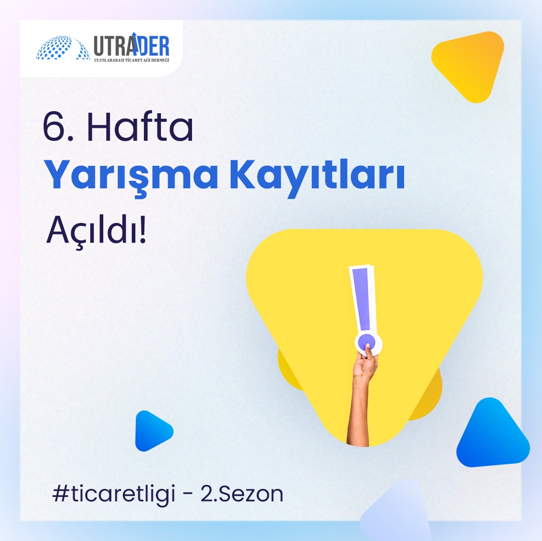UtraderOrg's tweet photo. Utrader Ticaret Ligi 6.Hafta yarışma kayıtları açıldı!
Hemen kayıt olabilirsiniz;
https://t.co/WhT8SMMr0I
#utraderorg #utrader #foreigntrade #internationaltrade #dışticaret #export #import #lojistik #logistics #gümrük #customs #incoterms #challange #utraderticaretligi https://t.co/2gdFTiJ0lf