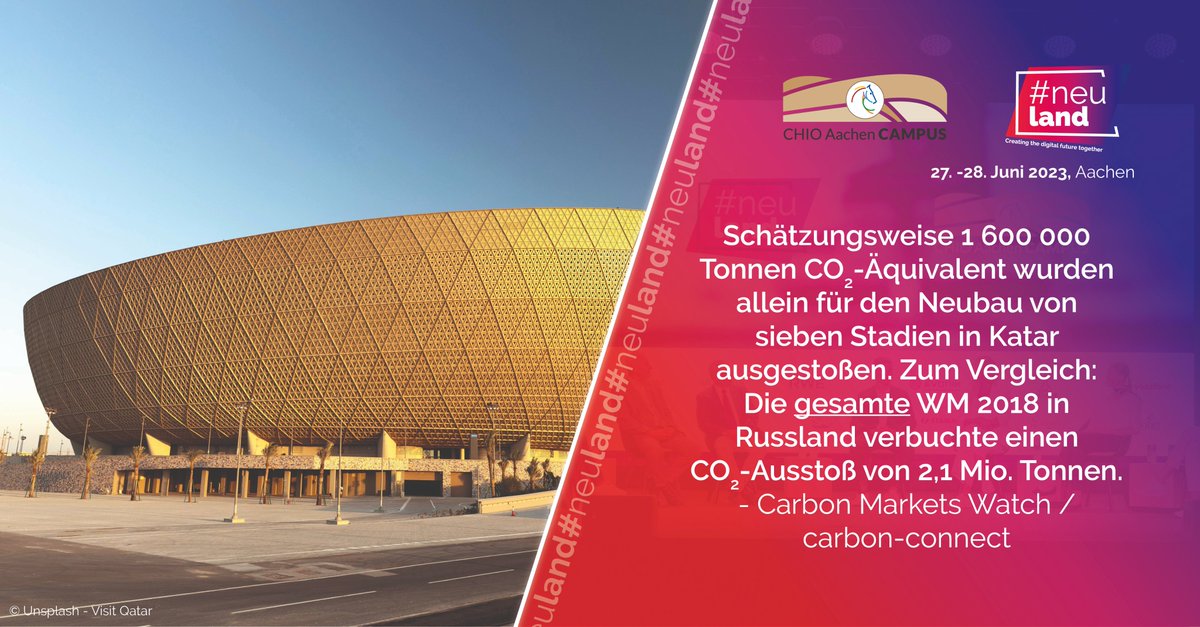 #neuland Zahl der Woche: 1 600 000
Hinzu kommen Gesamtausgaben in Höhe von rund 220 Milliarden US-Dollar –ökonomisch und ökologisch nachhaltig geht anders!
Wie, zeigen wir bei #neuland 2023 am 28. Juni.
#nachhaltigkeit #sportstätten #zukunft #sportmanagement