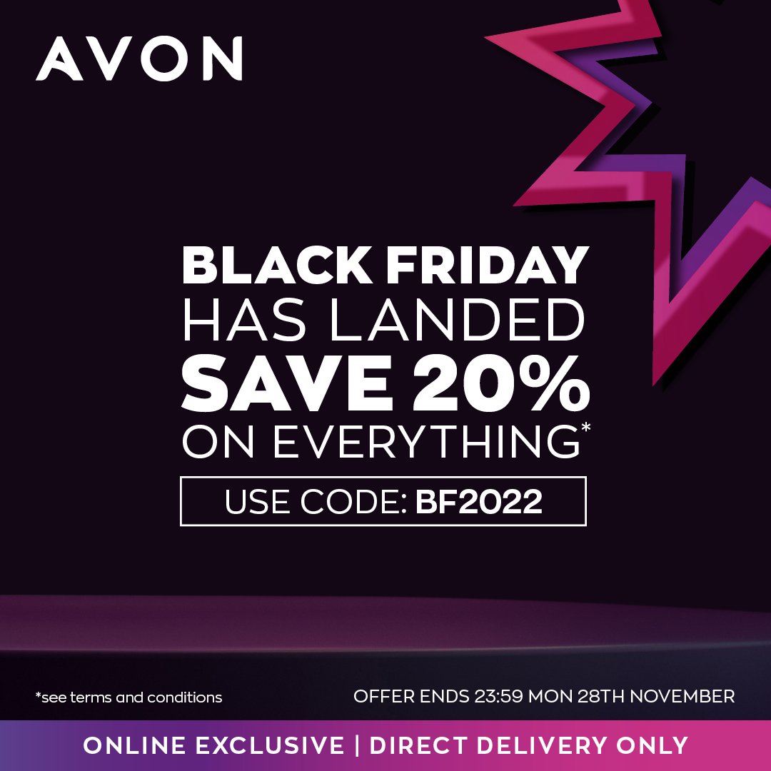With 20% off everything this Black Friday you can stock up on your faves and tick loved ones off your gift list. What are you still doing here? Get saving now with code: BF2022 🚀

#BlackFriday #BlackFridaySale #BlackFriday2022 #Avon #Gifting 

online.shopwithmyrep.co.uk/avon/carewithc…