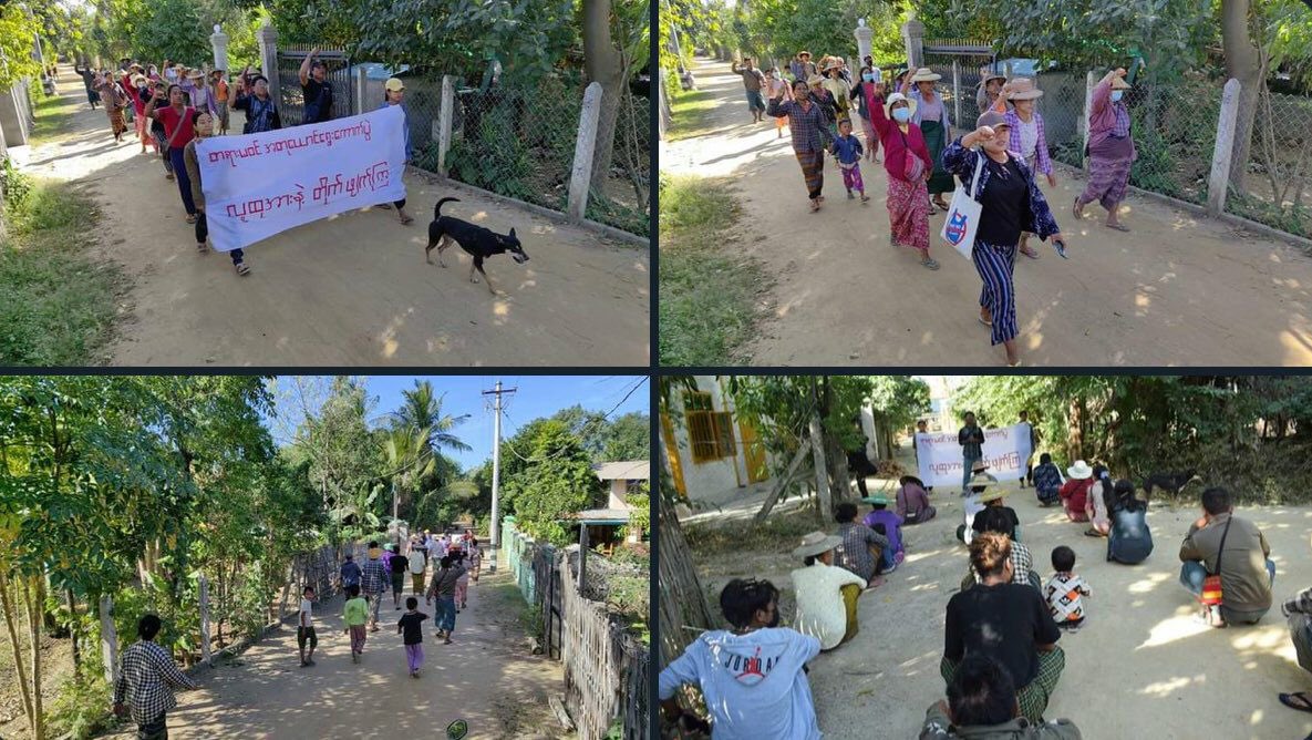 Joint forces of pro-democracy villagers of several villages from northern Salingyi township and eastern Yinmarbin township staged a strike against military dictatorship.  #2022Nov25Coup #HelpMyanmarIDPs #WhatsHappeningInMyanmar
