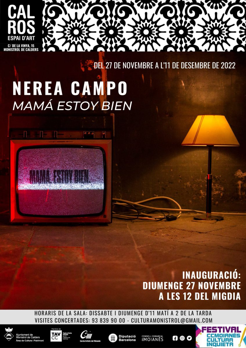 comarcamoianes's tweet photo. 📢Actuacions #CCMoianèsCulturaInquieta:
🟡Núria Clotet: monòlegs i cançons-#26nov @AjCastellcir
🟢Nerea Campo: exposició - #27nov @ViuMonistrol
🟠Yolanda Vila: xerrada Cromoteràpia en espais - #2des @AjEstany
🔵Núria Serra i Carlos Garcia - concert poetitzat #6des @AjEstany https://t.co/2AOX7BFlf2