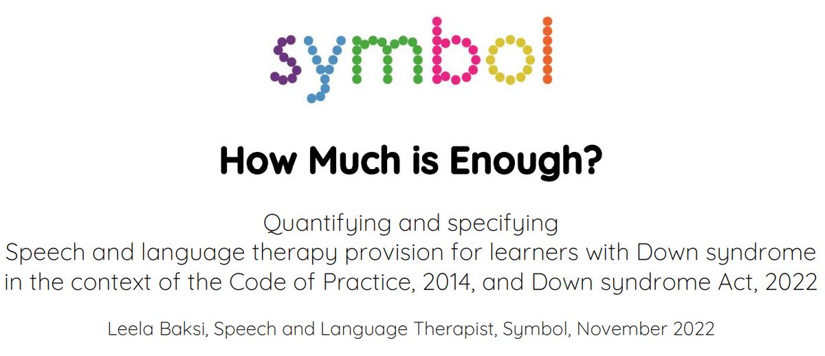 Fantastic update to ‘How Much is Enough’ #SLT guidelines #LeelaBaksi for @NDSPG #DownSyndromeAct Education Evidence. It’s essential all individuals have access to consistently available #SLT from first weeks & throughout #education & #adulthood. bit.ly/3hZKRAn