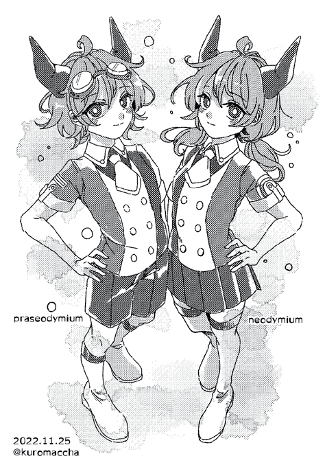 #いい双子の日 

元素をイメージした子のらくがき
いずれ水彩で描きたいな… 