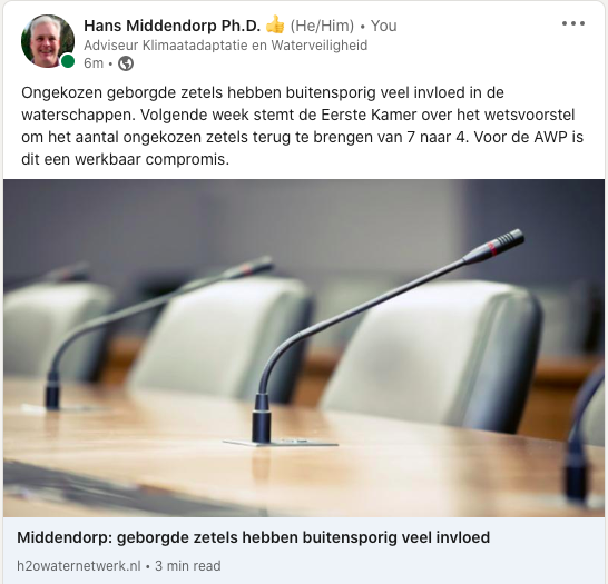 Hans_Middendorp's tweet photo. Ongekozen geborgde zetels hebben buitensporig veel invloed op de waterschappen. Daarom steunt de AWP het westvoorstel om het aantal ongekozen zetels terug te brengen van 7 naar 4. 
https://t.co/HvuYXxKn0U https://t.co/EF6B9c0uQ8
