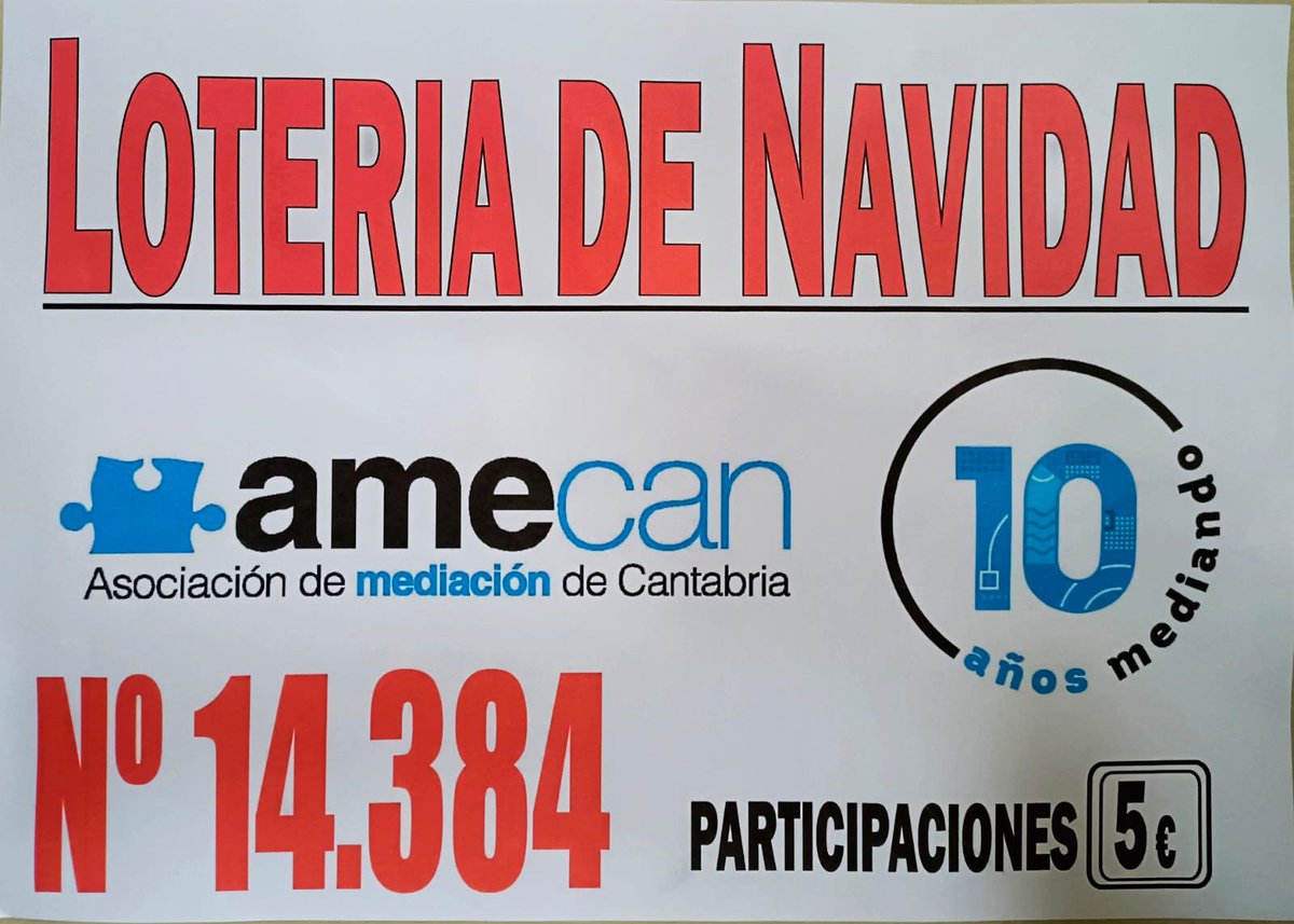 🔵🍀🍀🍀🍀@AMECAN reparte suerte en esta Navidad 🎄
🎫Si quieres participar de nuestra Suerte y además colaborar con la Entidad en el desarrollo de Programas Sociales gratuitos para la ciudadanía contacta con nosotros y hazte con tu participación.
📧contacto<a href="/amecan/">あめかん。</a>.org📞645295966