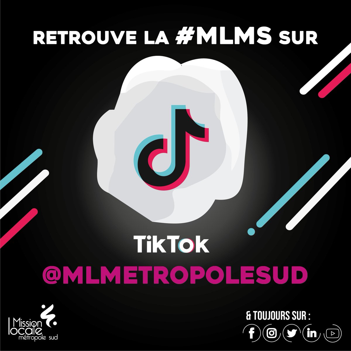 ‼️ C'est partiiiiiiii : retrouvez-nous maintenant sur #Tiktok ‼️ 
➡️ tiktok.com/@mlmetropolesud ⬅️
Suivez-nous pour du fun, de la rigolade, mais aussi pour tout vous dire sur notre actu', nos dispositifs, nos témoignages de jeunes suivis en #MissionLocale 🚫⚠️‼️💯
