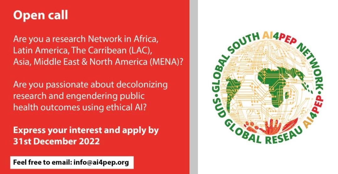 1. Call for Expression of interest: AI &amp; Global Health. Up to $1.2M per region: Please apply &amp; share.
ai4pep.org/funding/ 
2. AI4PEP is live: Click and Meet our board of Trustees: ai4pep.org/board/