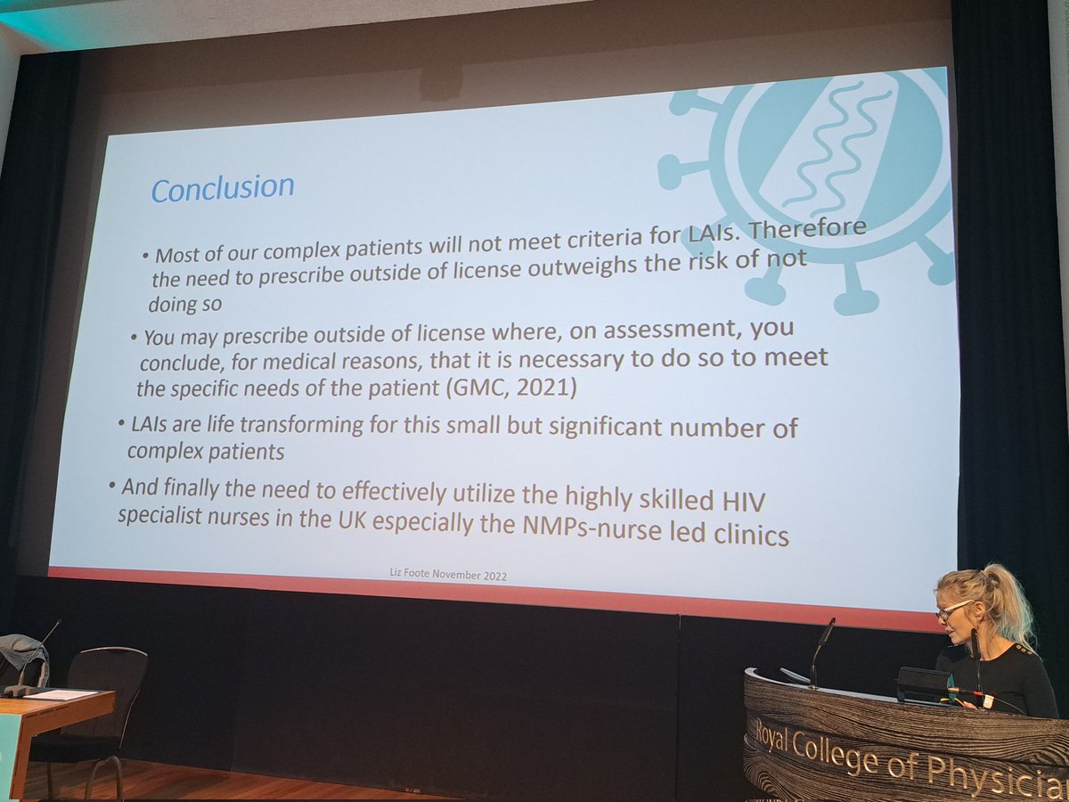 Excellent start to the <a href="/BritishHIVAssoc/">BHIVA</a> autumn conference, with <a href="/NHIVNA/">NHIVNA (National HIV Nurses Association)</a> <a href="/lizFoote3/">liz Foote</a> presenting on the challenges and opportunities of long acting injectable #HIV meds. Clear need to be able to have flexibility to support access for those who need it most.