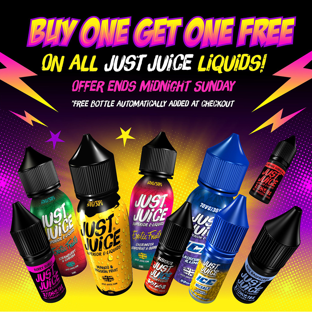 BOGOF THIS BLACK FRIDAY!! 👋🌟

Order yourself one bottle of any Just Juice flavour and we will give you another one absolutely free!!

#blackfriday2022 #blackfriday #deal #vapelyfe #ukvapefam