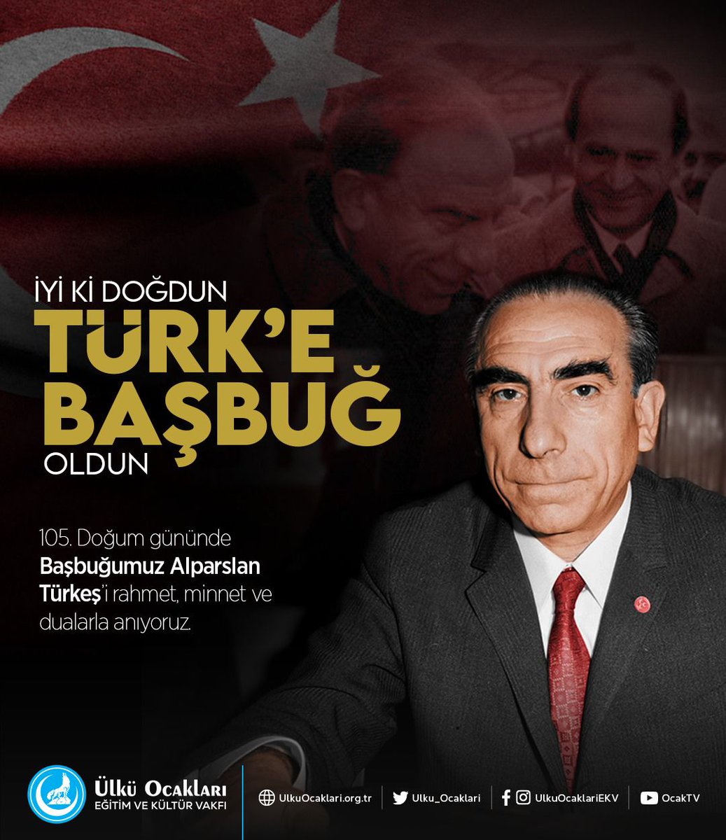 asenahanim45's tweet photo. İyi ki doğdun Türk’e Başbuğ oldun!

Başbuğumuz #AlparslanTÜRKEŞ’i doğumunun 105. yılında rahmet, minnet ve özlemle anıyoruz.                      @ayyildirim1 @asenayesilyurt0 @nazmiakcay45 @gncars25 @manisauoab https://t.co/im7llALjVl