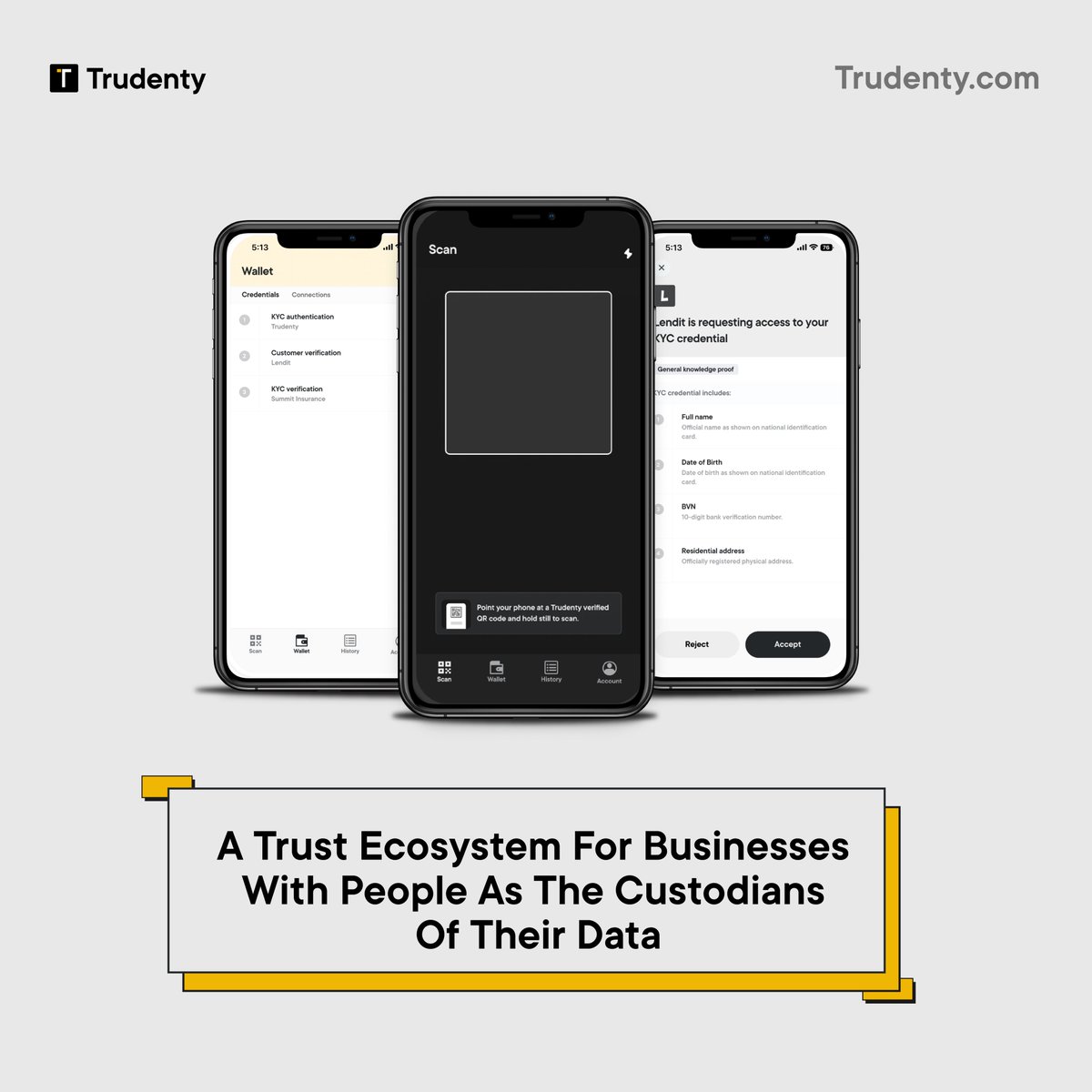 It’s a two way street for us: helping businesses identify real users, and helping users manage the level of access brands have to their data.

 #ReusableIDWithTrudenty #ClaimYourCredentials.