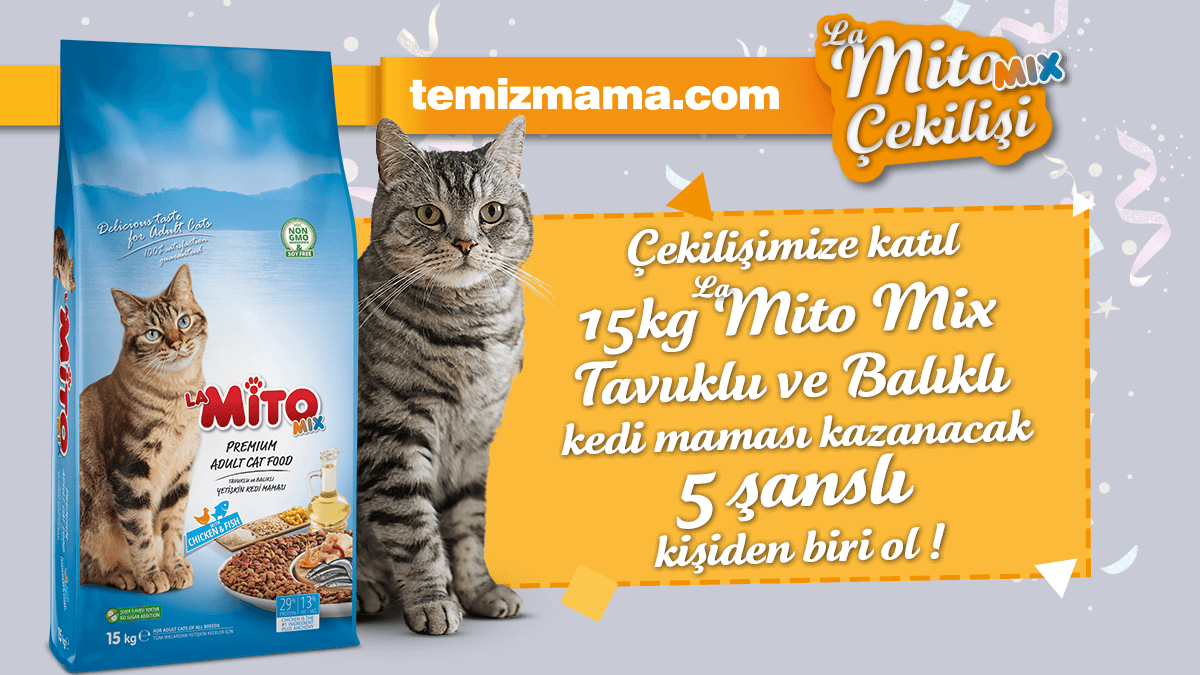 temizmamacom's tweet photo. La Mito Mix Kedi Maması Çekilişi! 🥳

5 takipçimize 15 kg La Mito Mix Kedi Maması hediye ediyoruz 🎁

Yapmanız gerekenler:
✔️Hesabımızı takip et 👍
✔️Tweeti RT'le 🔁
✔️Tweetin altında 1 arkadaşını etiketle💬

Kazanan takipçilerimiz 8 Aralık Perşembe günü açıklanacaktır.

#cekilis https://t.co/85K7t6kQ2d